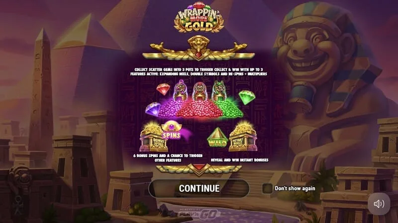 Wrappin' More Gold - glavni izbornik s mumijom i piramidama